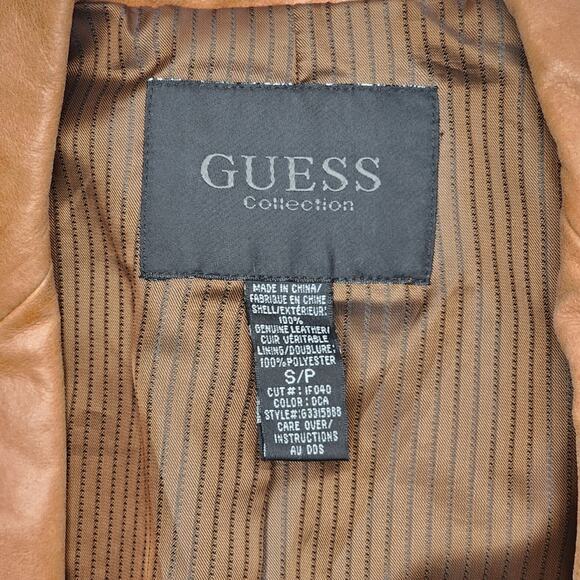 Guess Tan Leather Classic Jacket Women's Size Small - Picture 7 of 7